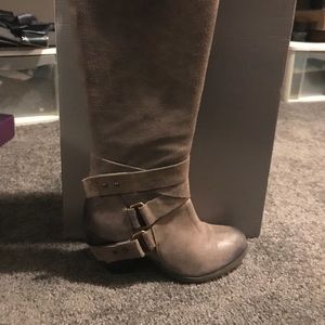 Size 6 gray leather riding boots
